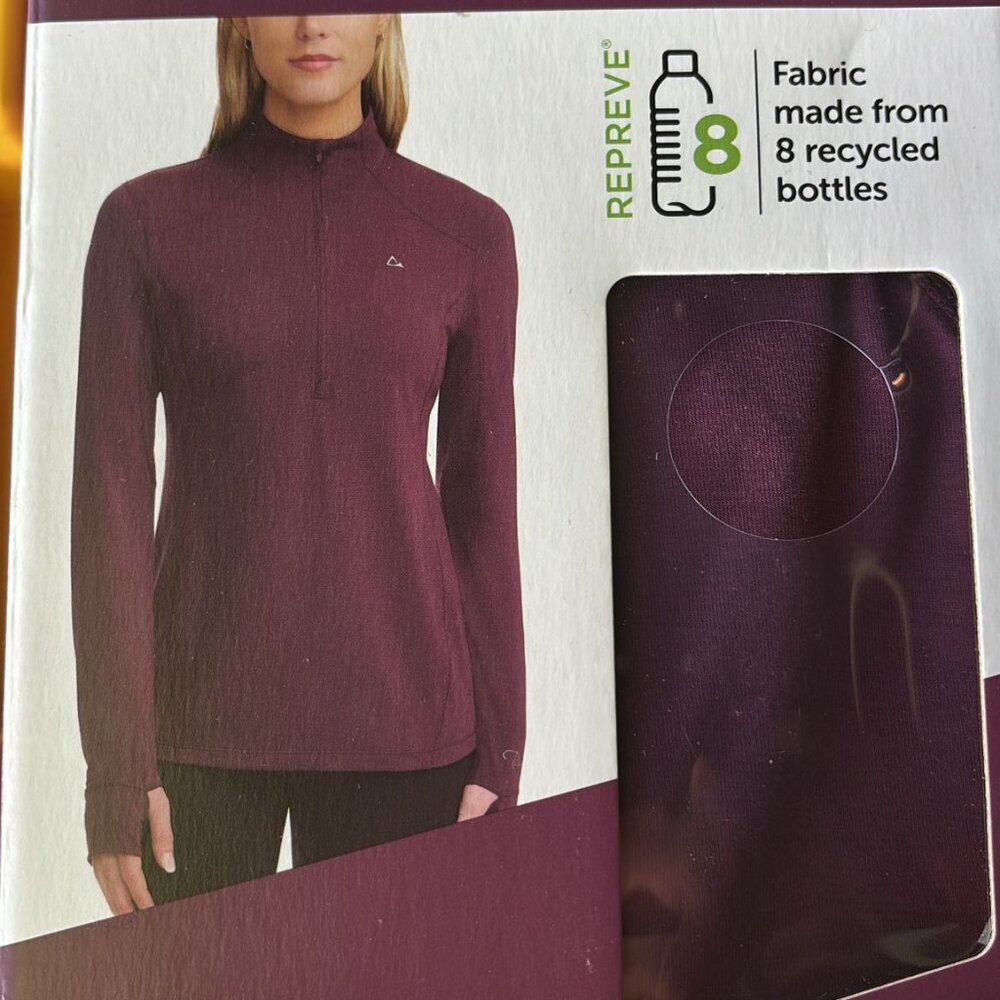 Paradox's Merino Blend Activewear Base Layer Top, 1/4 Zip ,Purple: M,L